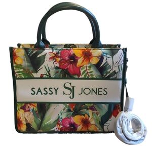 Sassy Jones Green Floral Tote Bag